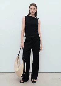 Asymmetrical draped top with straps