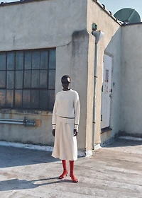 Perkins-neck sweater with contrasting details