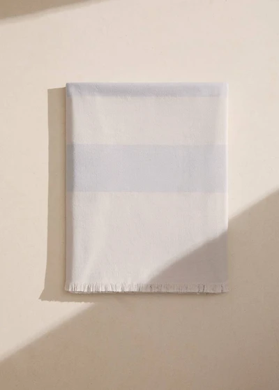 Cotton beach towel with stripes and fringed trim