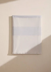 Cotton beach towel with stripes and fringed trim