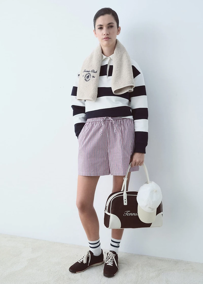 Striped socks with embroidered message