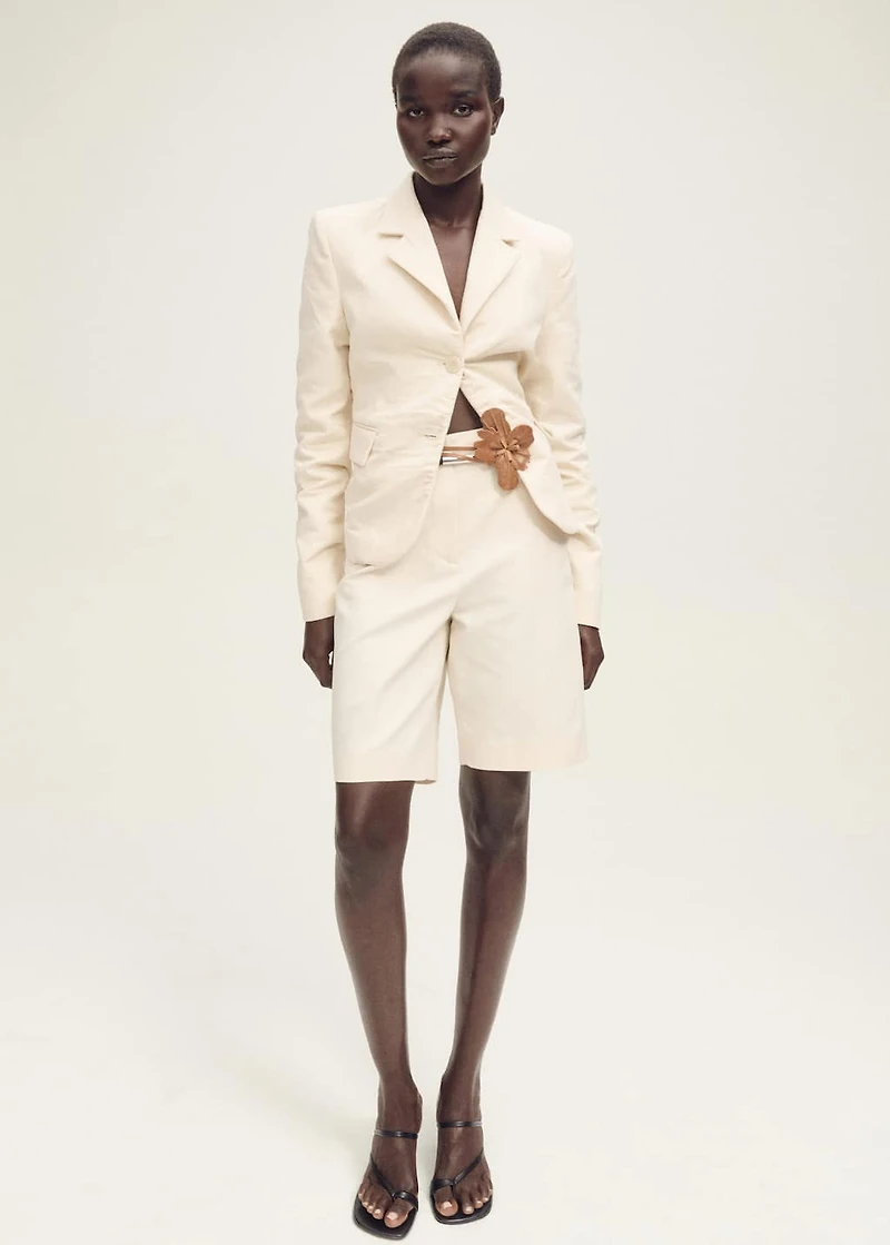 Wrinkled linen-blend suit blazer