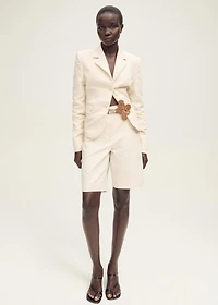 Wrinkled linen-blend suit blazer
