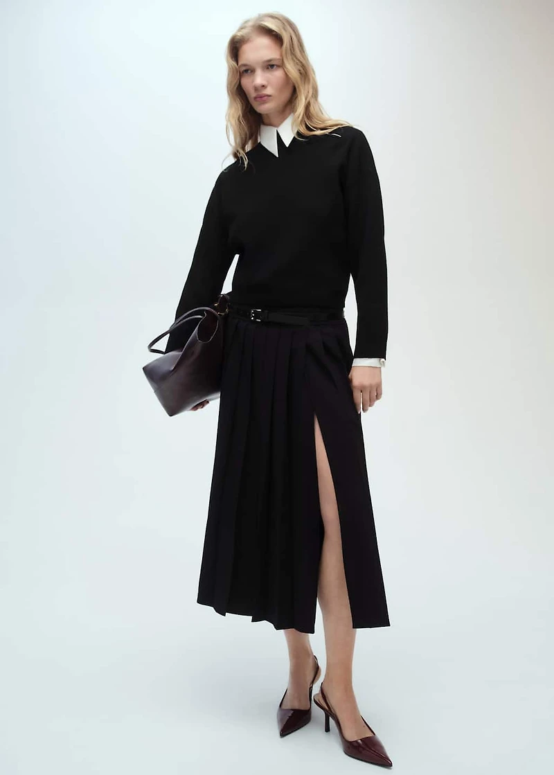 Perkins-neck sweater with zip