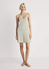 Cotton nightdress with lace trim