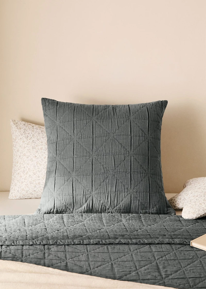 Children's cotton jacquard garment-dyed rhombus cushion cover 40x40 cm