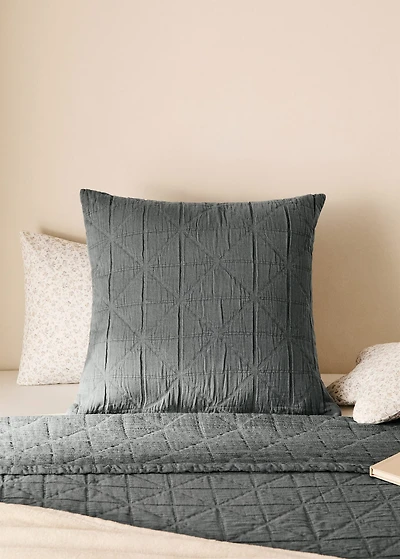 Children's cotton jacquard garment-dyed rhombus cushion cover 40x40 cm