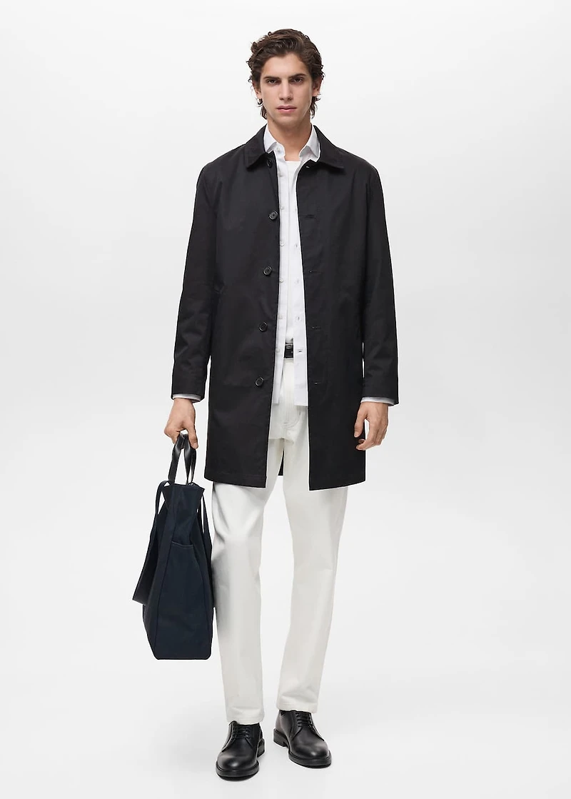 Water-repellent cotton trench coat