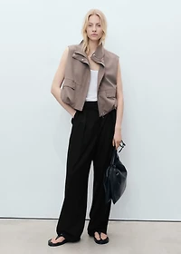 Wide leg pleated pants