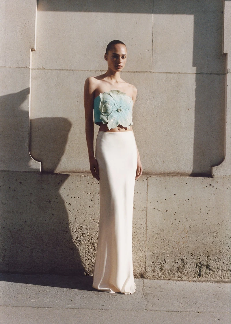 Satin maxi-skirt