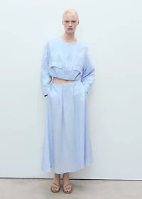 Cropped linen jacket with pockets