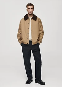Quilted jacket with sheepskin collar