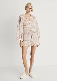 Pajama shorts with floral detail