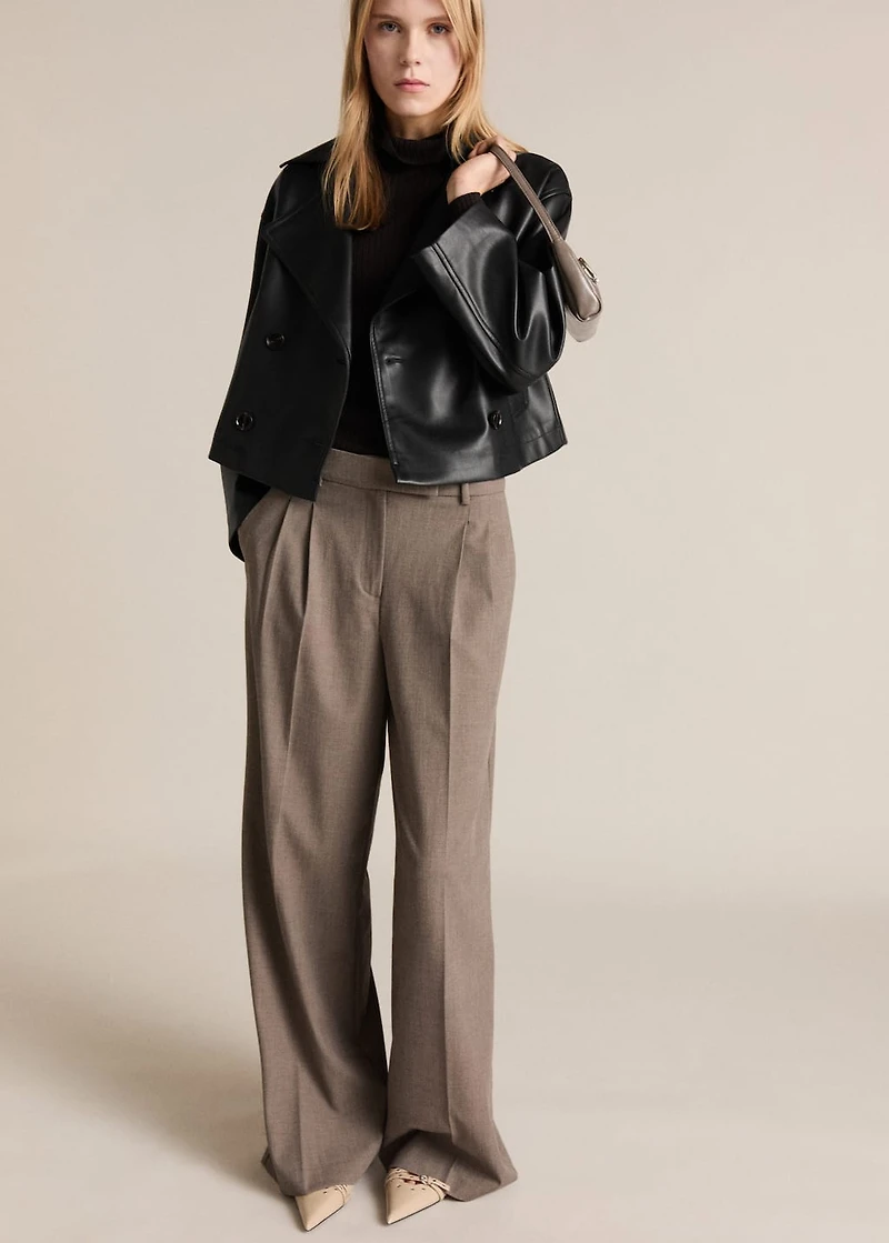 Leather-effect cropped jacket