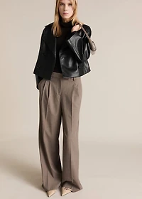 Leather-effect cropped jacket