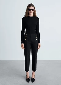 Straight pants with jewel buttons