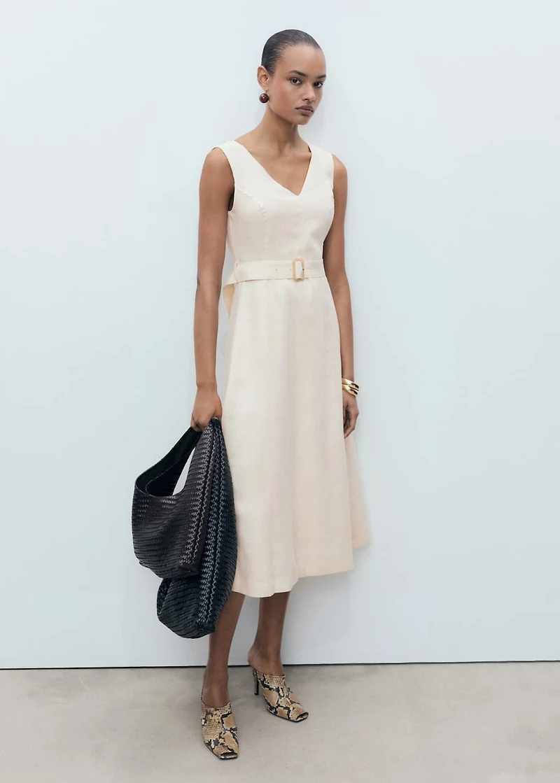 Belt linen dress