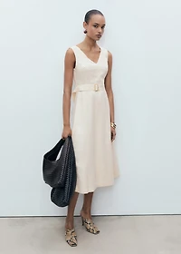 Belt linen dress