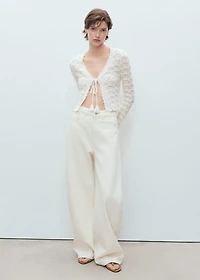 Crochet cardigan with bow closure