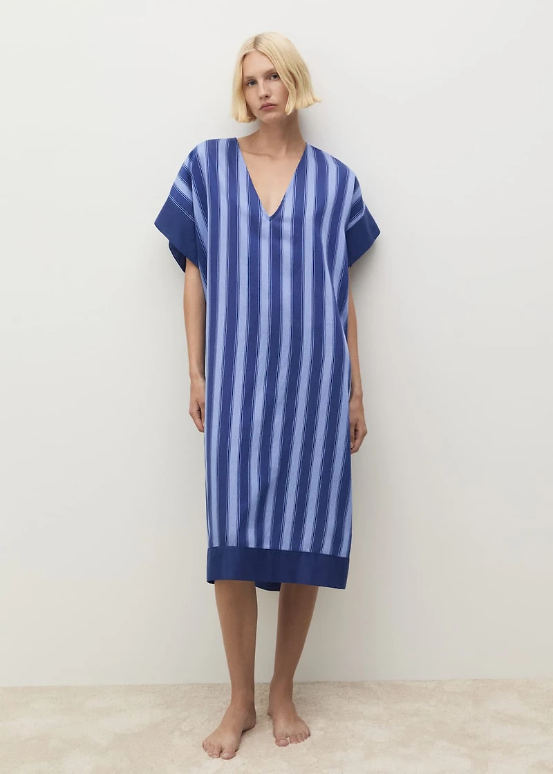 Lyocell two-tone caftan with woven stripe