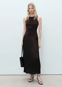 Combined-fabric long dress
