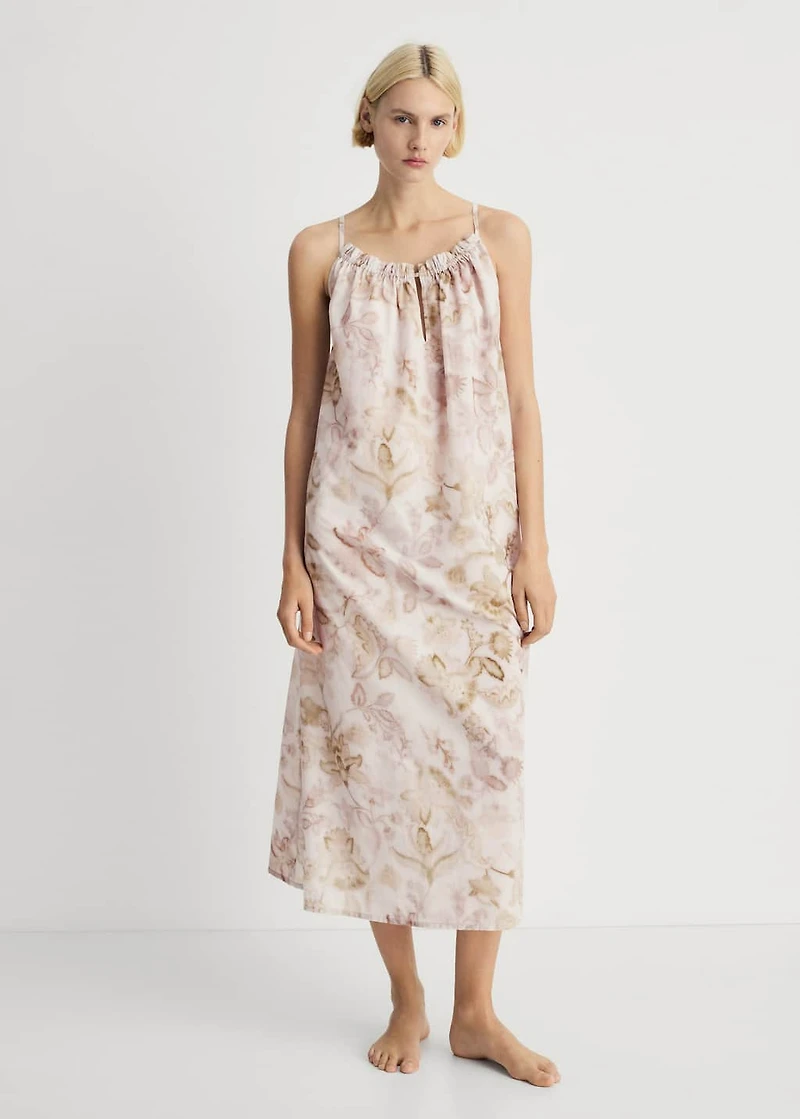 Floral print cotton nightgown