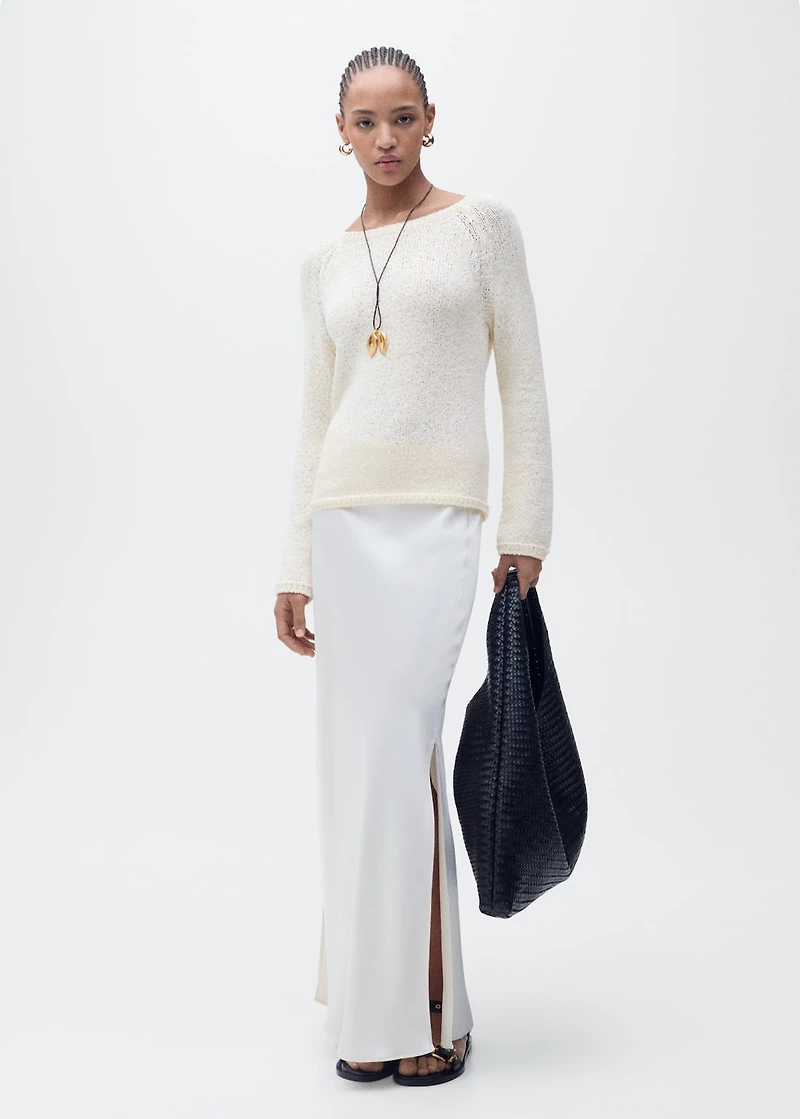 Round-neck crochet sweater