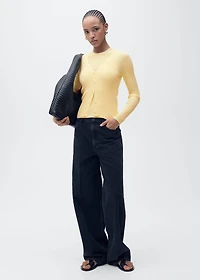 V-neck rib-knit cardigan