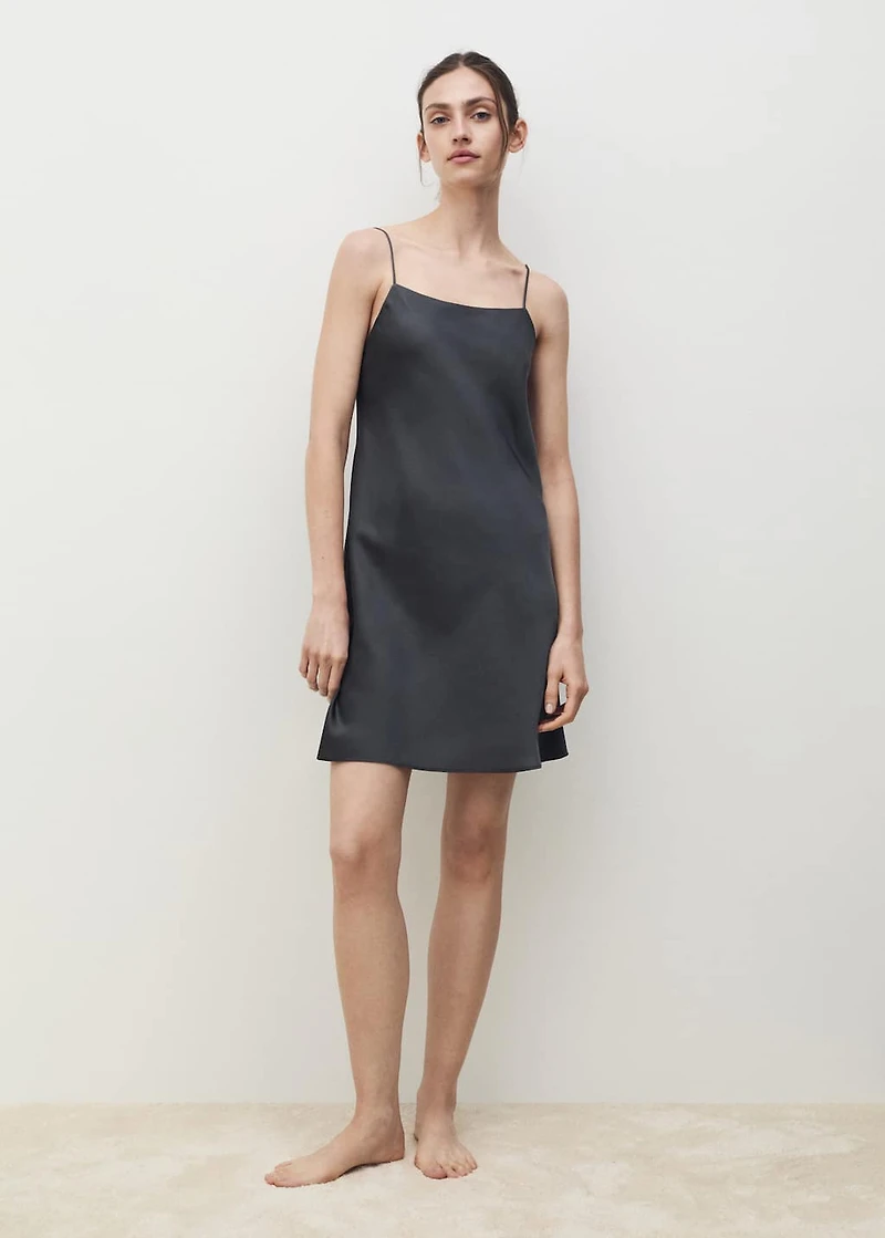 Satin nightgown with straps