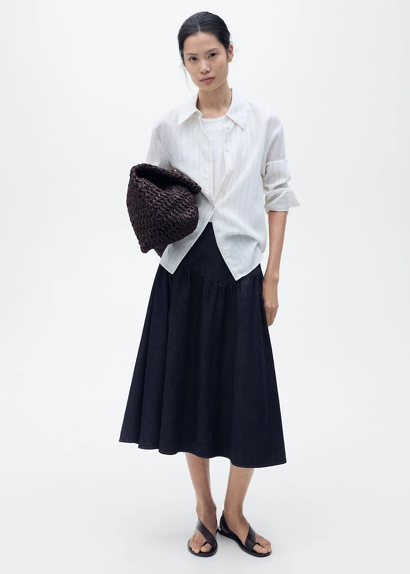 Flared denim skirt