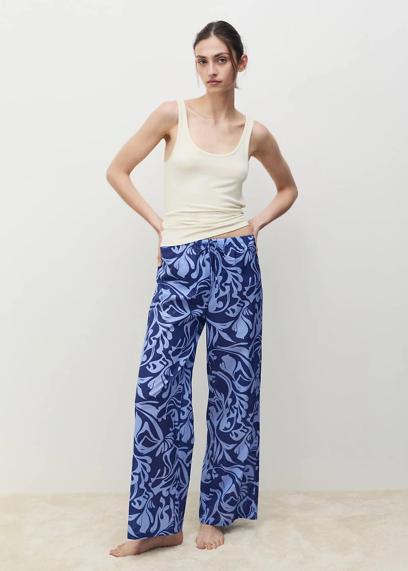 Cotton two-tone printed pants