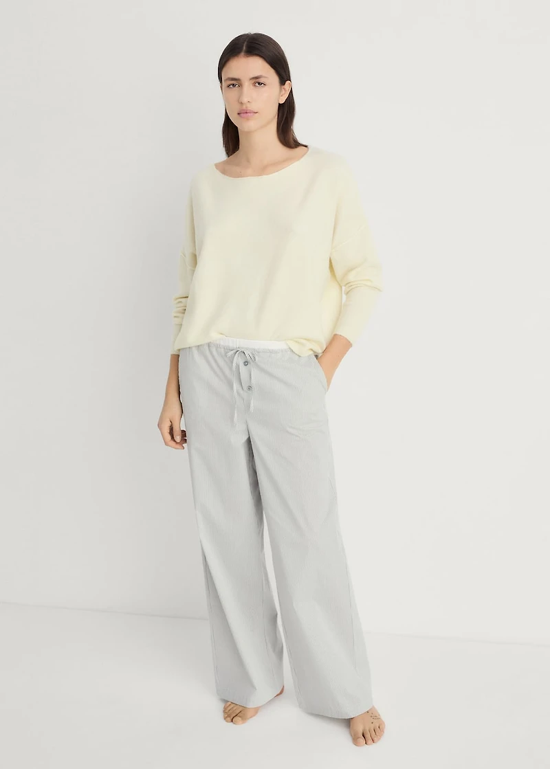 Striped pajama pants with elastic detail