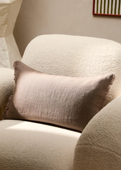 Linen fringed cushion cover 30x50 cm