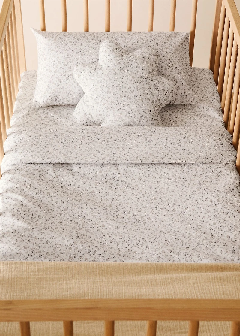 Cotton percale printed duvet cover for crib