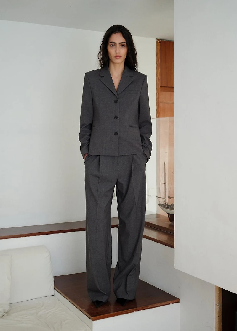 Straight button suit blazer