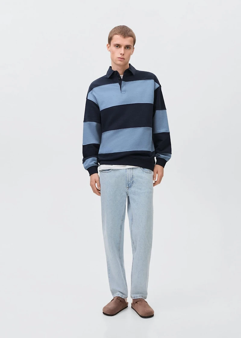 Striped polo-neck sweatshirt