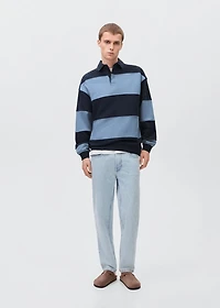 Striped polo-neck sweatshirt