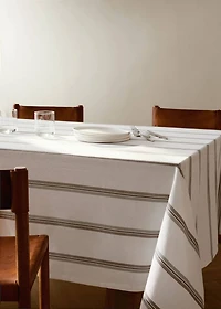 Cotton yarn-dyed striped tablecloth for 6 to 8 diners