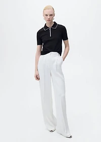 Polo-neck sweater with contrasting trims