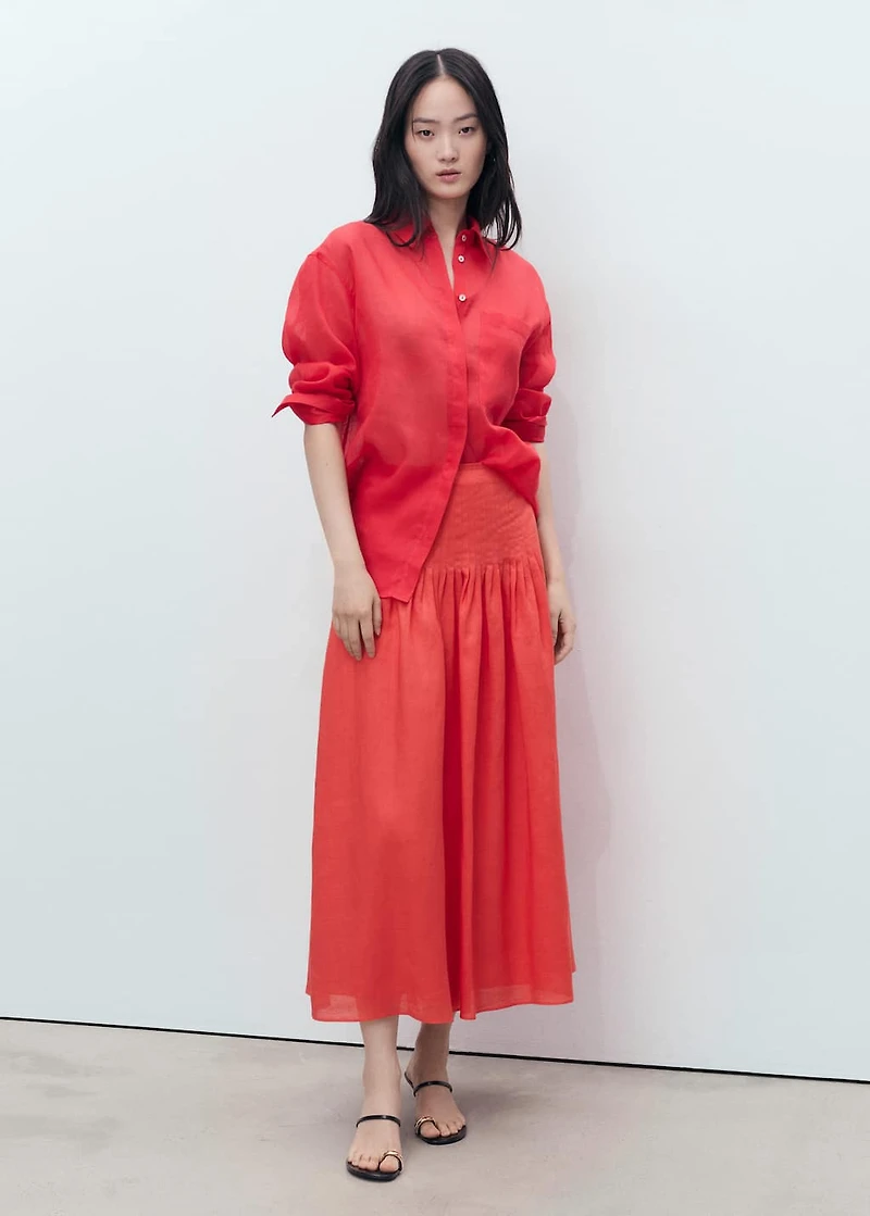Ramie pleated skirt