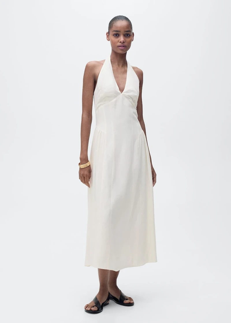 Halter-neck linen dress