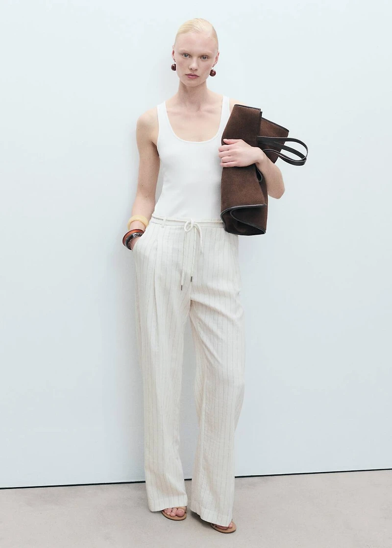 Striped combined knitted jumpsuit