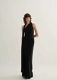 Asymmetrical bow-neck dress