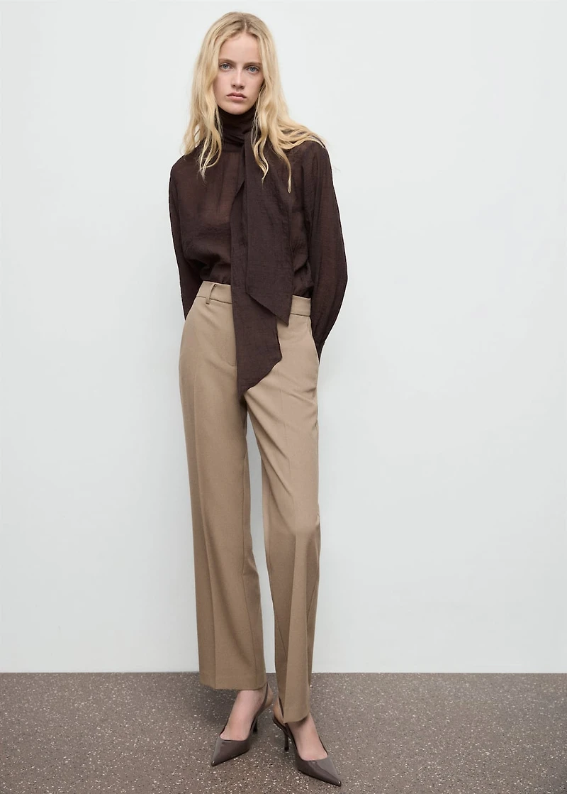 Straight mid-rise pants