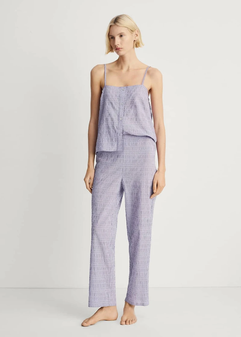 Cotton striped woven seersucker pants