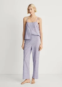 Cotton striped woven seersucker pants