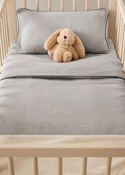Chiffon cotton duvet cover with contrast piping for cot