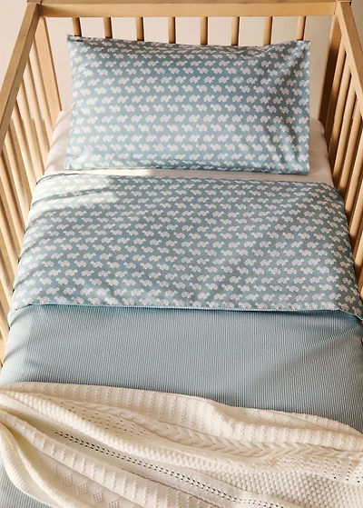 Cotton percale reversible duvet cover for crib