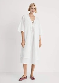 Cotton robe with lace