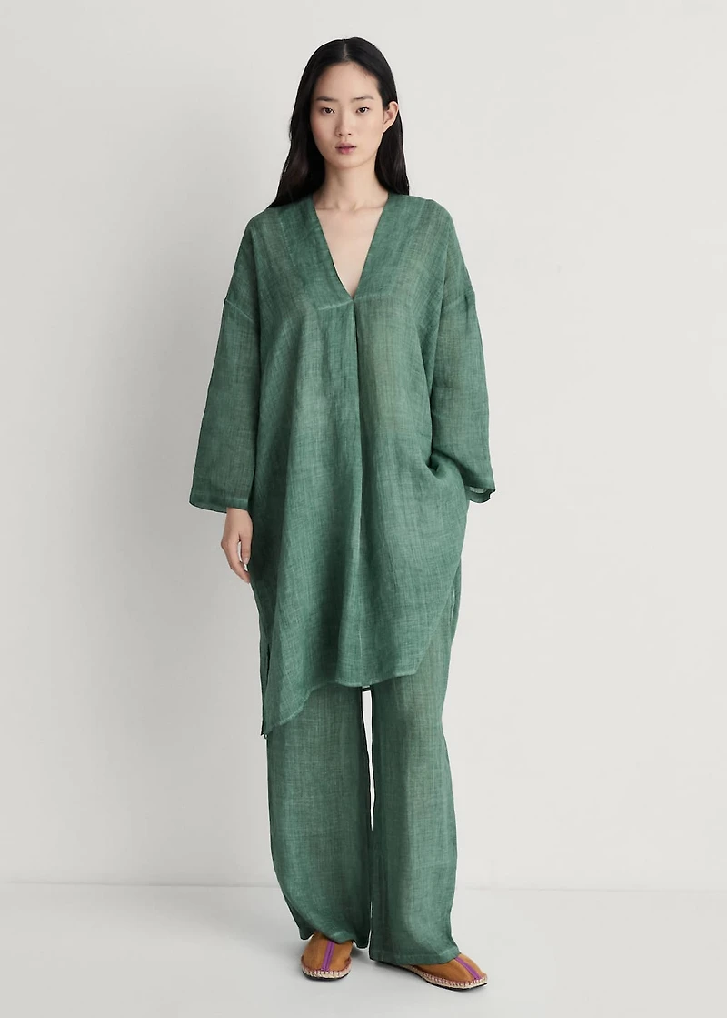 Ramie caftan with overdyed design